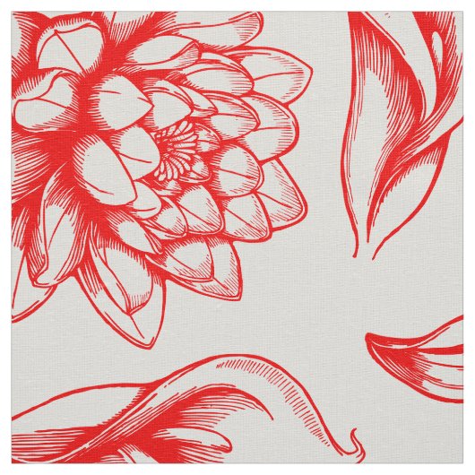 Witte en rode bloementekening stof (Swatch)