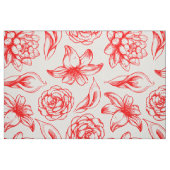 Witte en rode bloementekening stof (Fat Quarter)