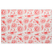 Witte en rode bloementekening stof (Yard (91,4 cm))