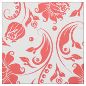Witte en rode  bloemige damaspatronen stof (Swatch)