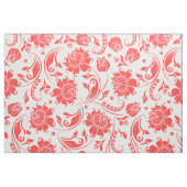 Witte en rode  bloemige damaspatronen stof (Fat Quarter)