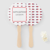 Witte en rode brandweerwagen verjaardag handwaaier (Voorkant en achterkant)