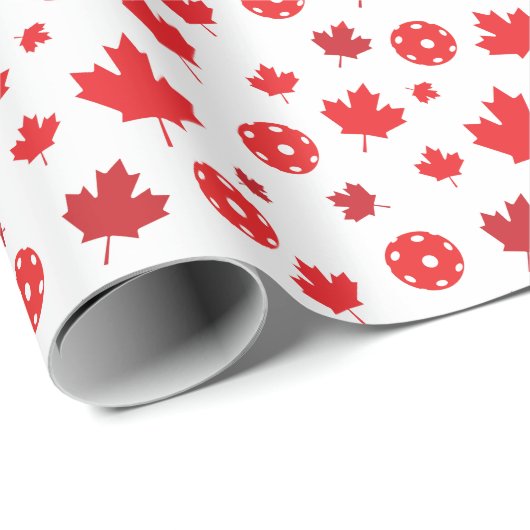 Witte en rode Canadese pickleball Wrappin Cadeaupapier (Rol Hoek)