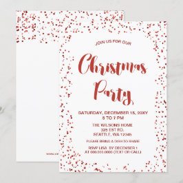Witte en rode confetti Moderne kerstfeest Kaart