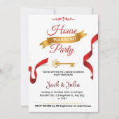 Witte en Rode Decoratieve Housewarming Party Kaart (Voorkant)