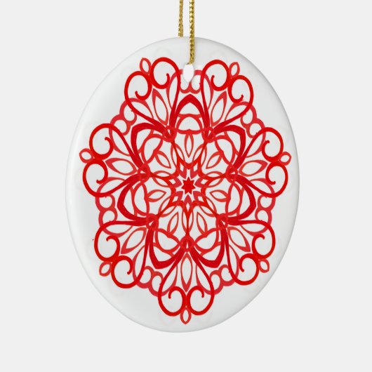 Witte en rode  decoratieve mandala keramiek keramisch ornament (Rechts)