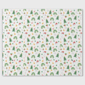Witte en Rode Doodle Schattige Vrolijk Kerstfeest Cadeaupapier (Vlak)