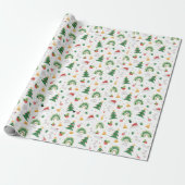 Witte en Rode Doodle Schattige Vrolijk Kerstfeest Cadeaupapier (Uitgerold)