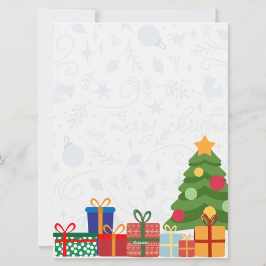 Witte en Rode Eenvoudige Vrolijke Kerstmis Feestdagenkaart (Achterkant)