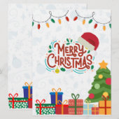 Witte en Rode Eenvoudige Vrolijke Kerstmis Feestdagenkaart (Voorkant / Achterkant)