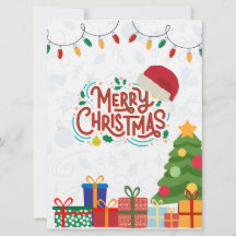 Witte en Rode Eenvoudige Vrolijke Kerstmis