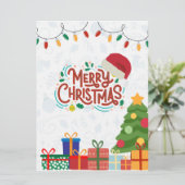 Witte en Rode Eenvoudige Vrolijke Kerstmis Feestdagenkaart (Staand voorkant)