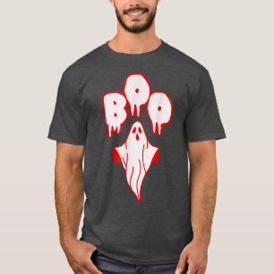 Witte en rode gehost boo Spooky Halloween Costuum T-shirt