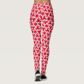 Witte en rode Geometrische Star Pattern-Leggings Leggings (Achterkant)