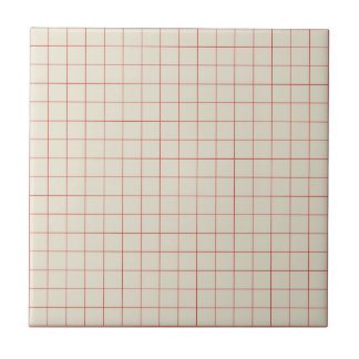 Witte en rode geruite retro minimalist tegeltje