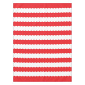 Witte en rode geschulpte streep tafelkleed (Voorkant)