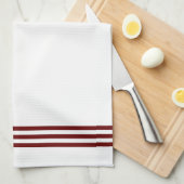 Witte en rode gesofistikeerde strips en monogram theedoek (Quarter Fold)