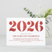 Witte en Rode Glitter 2024 Oudejaarsfeest Kaart (Staand voorkant)