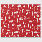 Witte en rode Golf symbolen patroon Cadeaupapier (Vlak)
