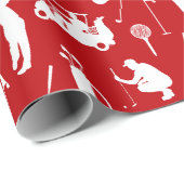 Witte en rode Golf symbolen patroon Cadeaupapier (Rol Hoek)
