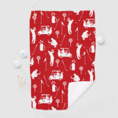 Witte en Rode Golf Symbolen Patroon Golf Handdoek (Insitu)