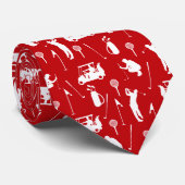 Witte en rode Golf symbolen patroon Stropdas (Opgerold)