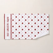 Witte en rode harten Gelukkige Valentijnsdag Bad Handdoek (Handdoek)