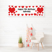 Witte en rode harten Valentijnsdag Birthday Spandoek (Insitu)