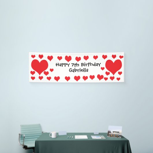 Witte en rode harten Valentijnsdag Birthday Spandoek (Beurs)