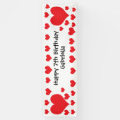 Witte en rode harten Valentijnsdag Birthday Spandoek (Verticaal)