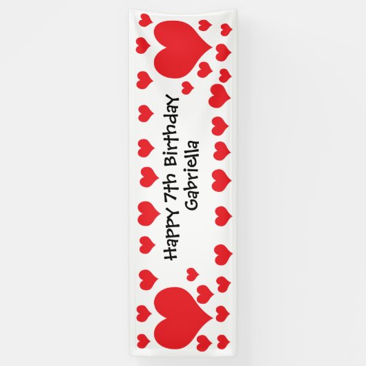 Witte en rode harten Valentijnsdag Birthday Spandoek (Verticaal)