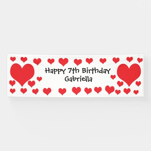Witte en rode harten Valentijnsdag Birthday Spandoek (Horizontaal)