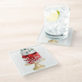 WITTE EN RODE HOLIDAY CHRISTMAS CAKE GLAZEN ONDERZETTER (Schuin)