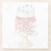 WITTE EN RODE HOLIDAY CHRISTMAS CAKE GLAZEN ONDERZETTER (Achterkant)