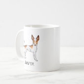 Witte en rode Ibizan-hond met gladde coatdop met n Koffiemok (Voorkant links)