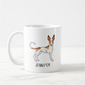 Witte en rode Ibizan-hond met gladde coatdop met n Koffiemok (Links)