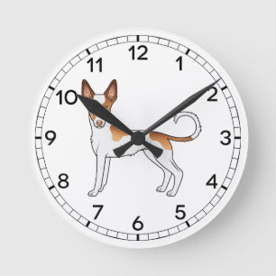 Witte En Rode Ibizan Hound Gladde Vacht Cartoon Ho Ronde Klok