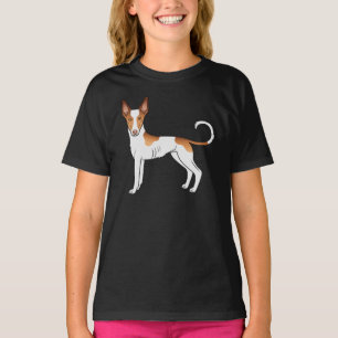 Witte En Rode Ibizan Hound Gladde Vacht Cartoon Ho T-shirt