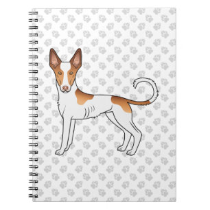 Witte en rode Ibizan Hound met gladde vacht hond e Notitieboek