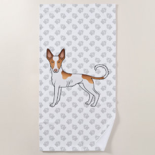 Witte en rode Ibizan Hound met gladde vacht hond e Strandlaken