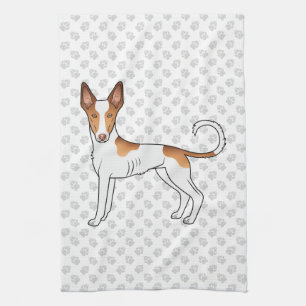 Witte en rode Ibizan Hound met gladde vacht hond e Theedoek
