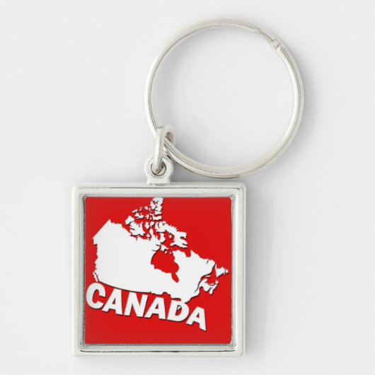 Witte en Rode Kaart van Canada Sleutelhanger (Voorkant)