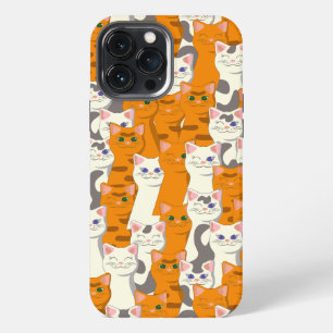Witte en rode katten patroon groene ogen blauwe og iPhone 13 pro max hoesje