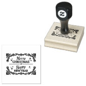 Witte en rode kerst en gelukkig nieuwjaar rubberstempel (Gestempeld)