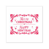Witte en rode kerst en gelukkig nieuwjaar zelfinktende stempel (Design)