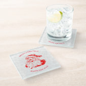 Witte en rode kerstman en sneeuwvlokken glazen onderzetter (Schuin)