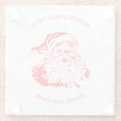 Witte en rode kerstman en sneeuwvlokken glazen onderzetter (Achterkant)