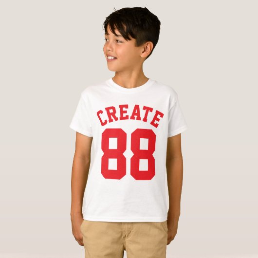 Witte en rode Kinderen | Sport Jersey Design T-shirt (Voorkant volledig)