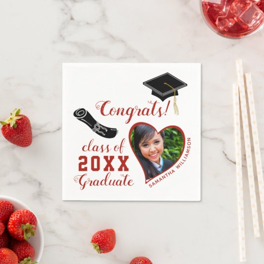 Witte en Rode Klasse van 2025 Foto Afstuderen Servet (Insitu)