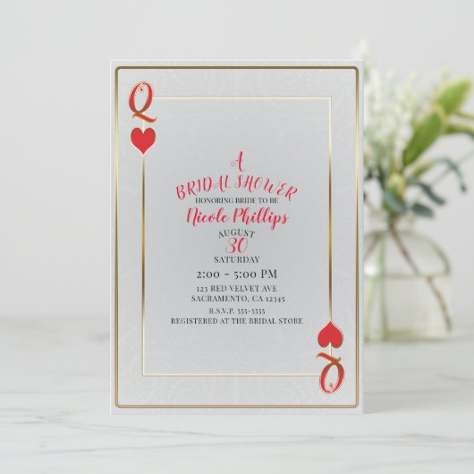 Witte en rode koningin van het Vrijgezellenfeest v Kaart (Staand voorkant)